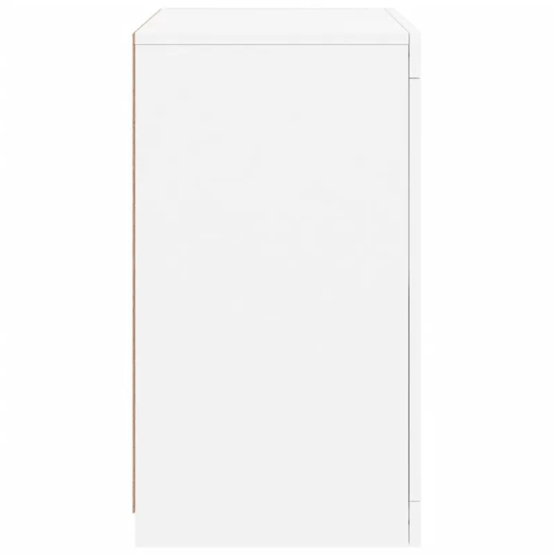 Šoninės spintelės su LED lemputėmis, 2vnt., baltos, mediena