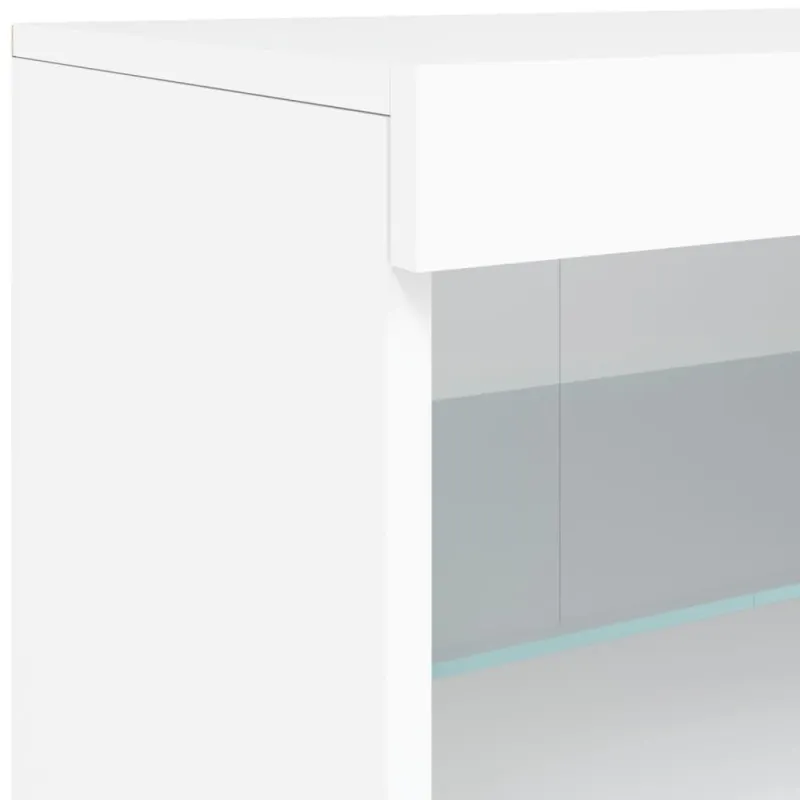 Šoninė spintelė su LED lemputėmis, baltos spalvos, 60x37x67cm