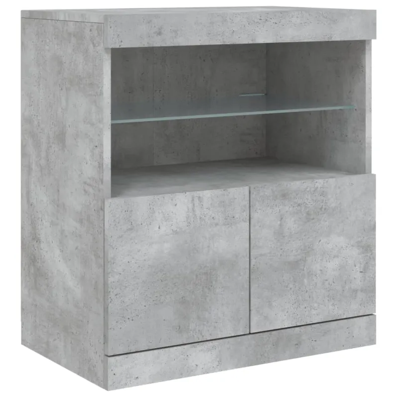 Šoninė spintelė su LED lemputėmis, betono pilka, 60x37x67cm