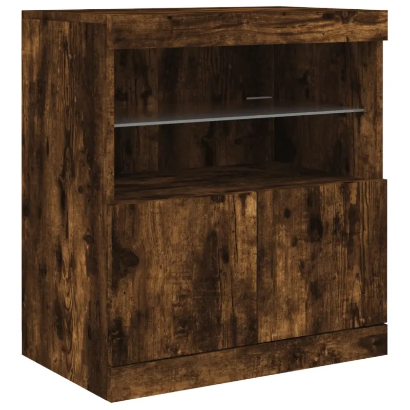 Šoninė spintelė su LED lemputėmis, dūminio ąžuolo, 60x37x67cm