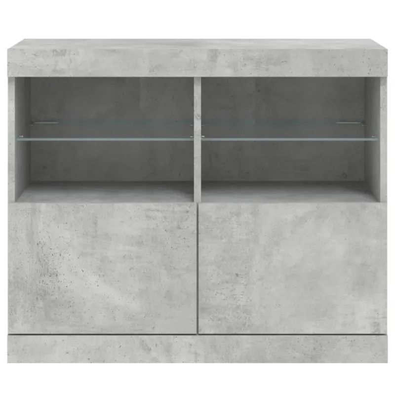 Šoninė spintelė su LED lemputėmis, betono pilka, 81x37x67cm