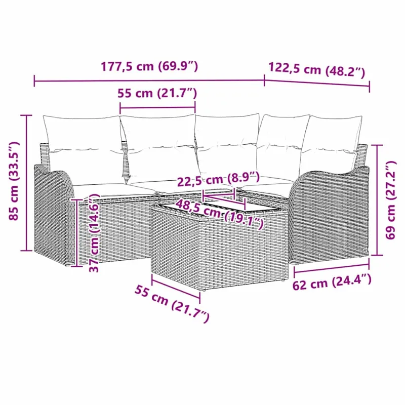 Sodo sohvaryhmä vaaleanharmaa polyratasta