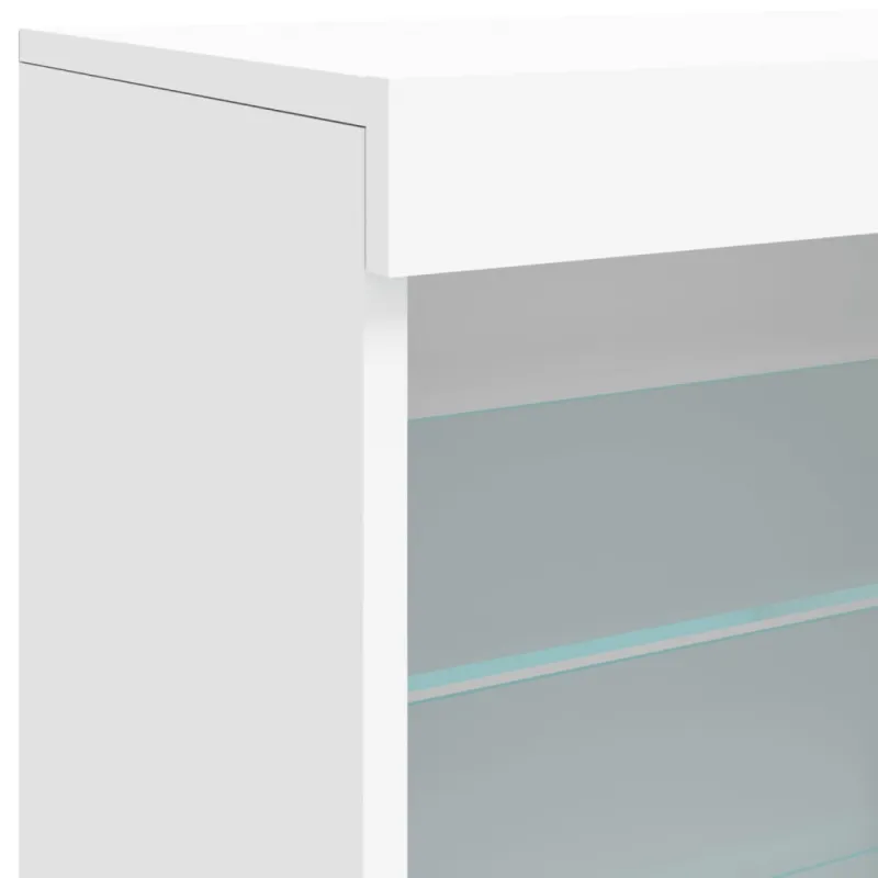 Šoninė spintelė su LED lemputėmis, baltos spalvos, 60,5x37x67cm