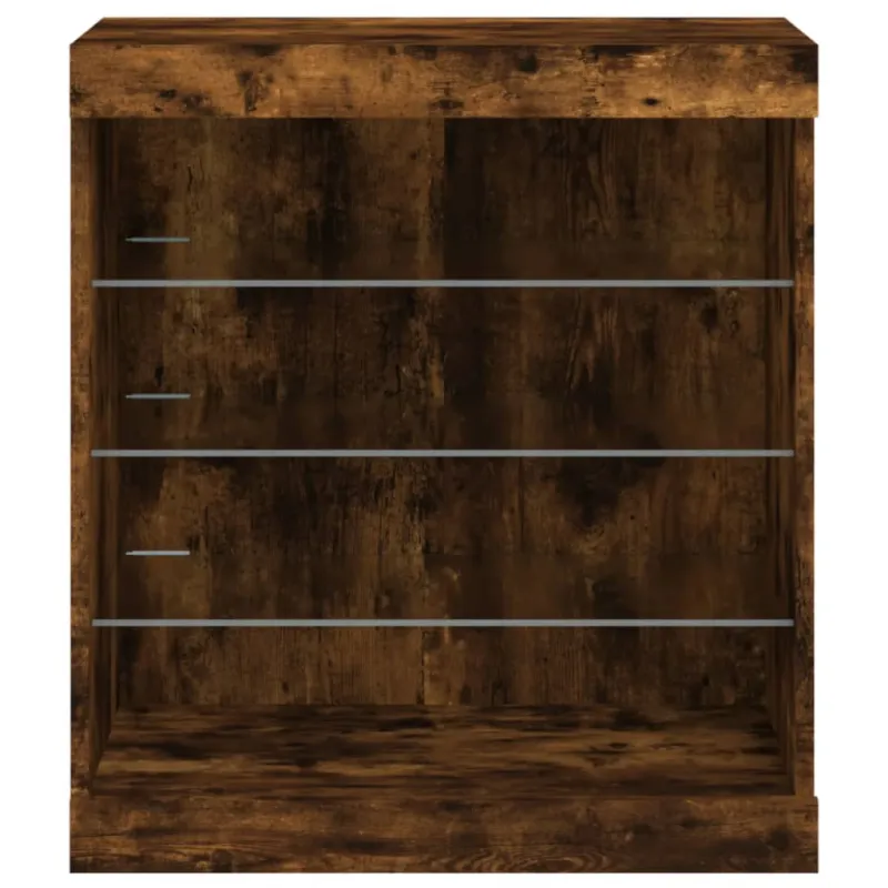 Šoninė spintelė su LED lemputėmis, dūminio ąžuolo, 60,5x37x67cm