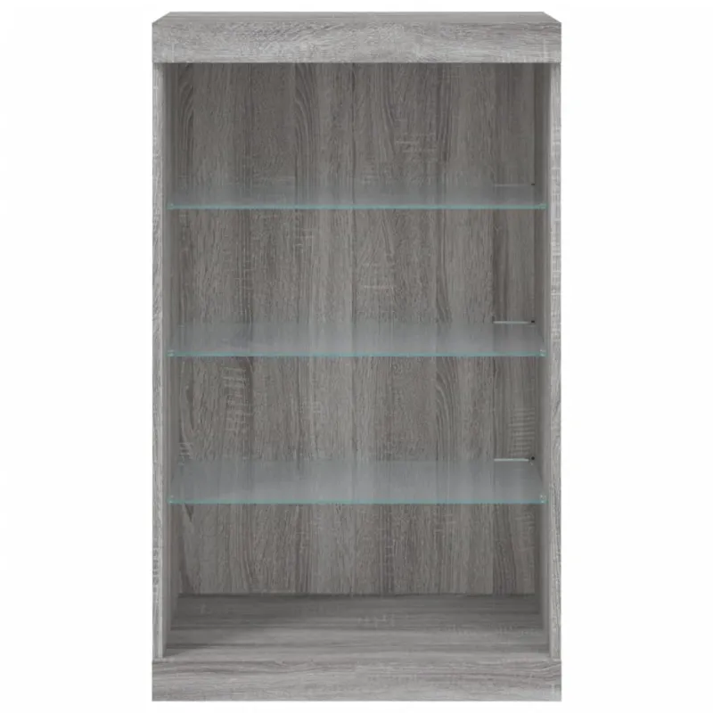 Šoninė spintelė su LED lemputėmis, pilka ąžuolo, 60,5x37x100cm