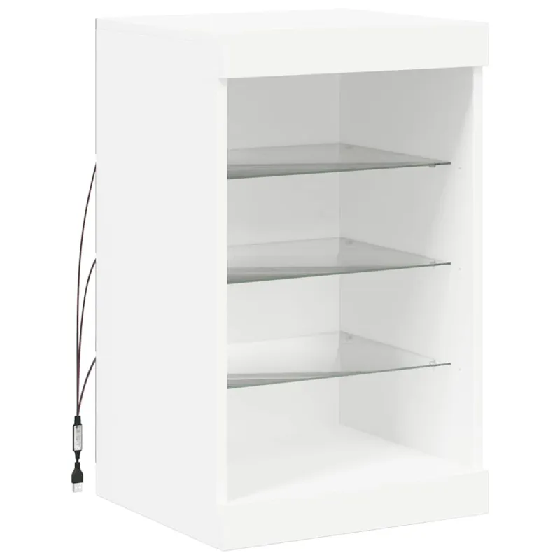 Šoninė spintelė su LED lemputėmis, baltos spalvos, 41x37x67cm