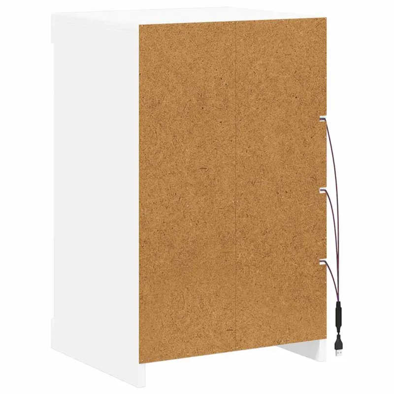 Šoninė spintelė su LED lemputėmis, baltos spalvos, 41x37x67cm