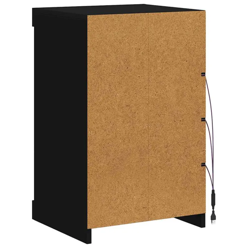 Šoninė spintelė su LED lemputėmis, juodos spalvos, 41x37x67cm