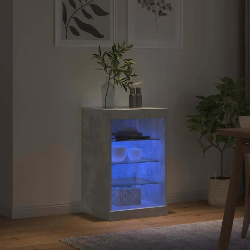 Šoninė spintelė su LED lemputėmis, betono pilka, 41x37x67cm