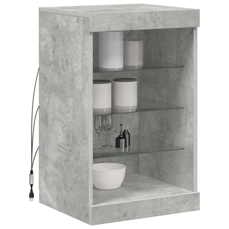 Šoninė spintelė su LED lemputėmis, betono pilka, 41x37x67cm