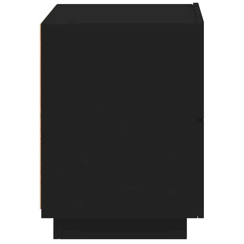 Naktinės spintelės su LED lemputėmis, 2vnt., juodos, mediena