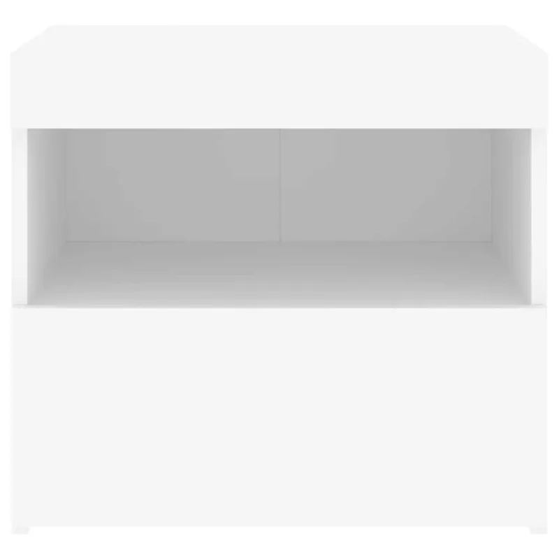 Naktinės spintelės su LED lemputėmis, 2vnt., baltos, 50x40x45cm