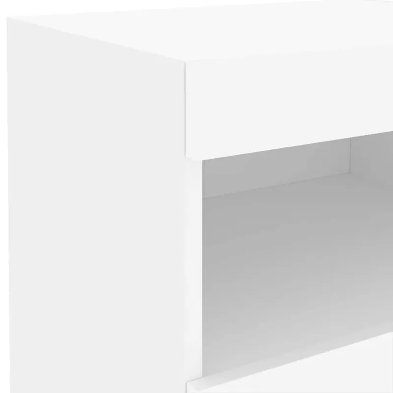 Naktinės spintelės su LED lemputėmis, 2vnt., baltos, 50x40x45cm