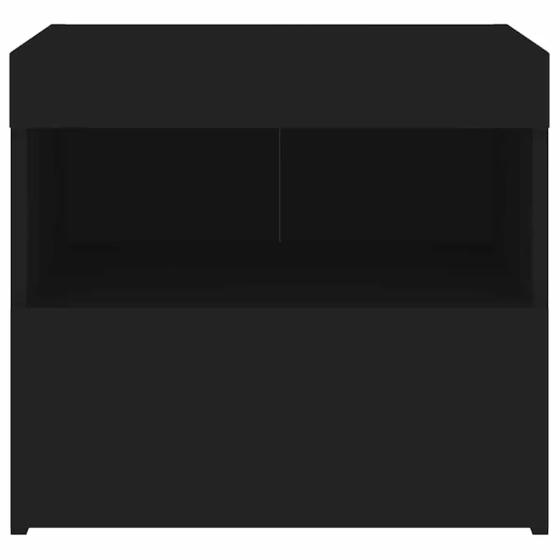 Naktinė spintelė su LED lemputėmis, juodos spalvos, 50x40x45cm
