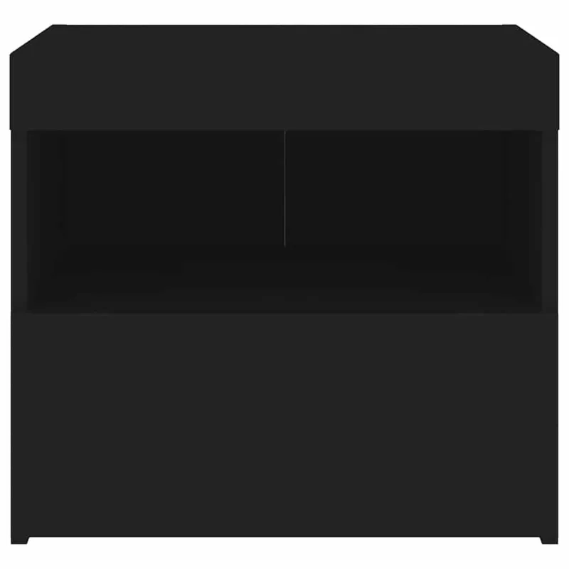 Naktinės spintelės su LED lemputėmis, 2vnt., juodos, 50x40x45cm