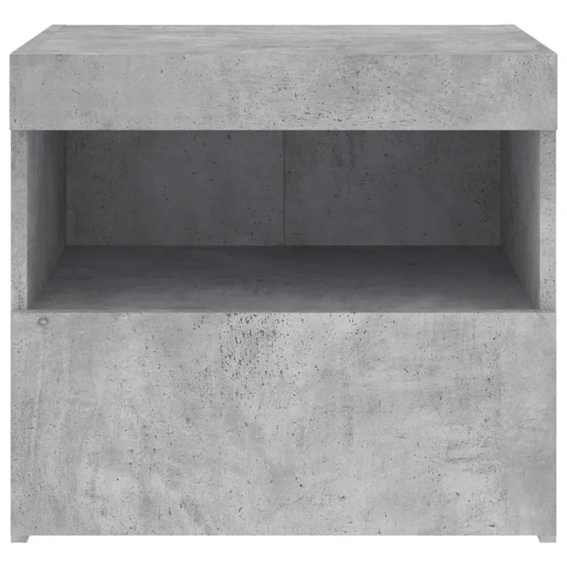 Naktinės spintelės su LED, 2vnt., betono pilkos, 50x40x45cm