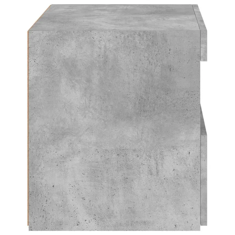 Naktinės spintelės su LED, 2vnt., betono pilkos, 50x40x45cm