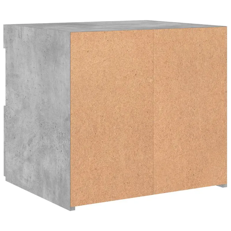 Naktinės spintelės su LED, 2vnt., betono pilkos, 50x40x45cm