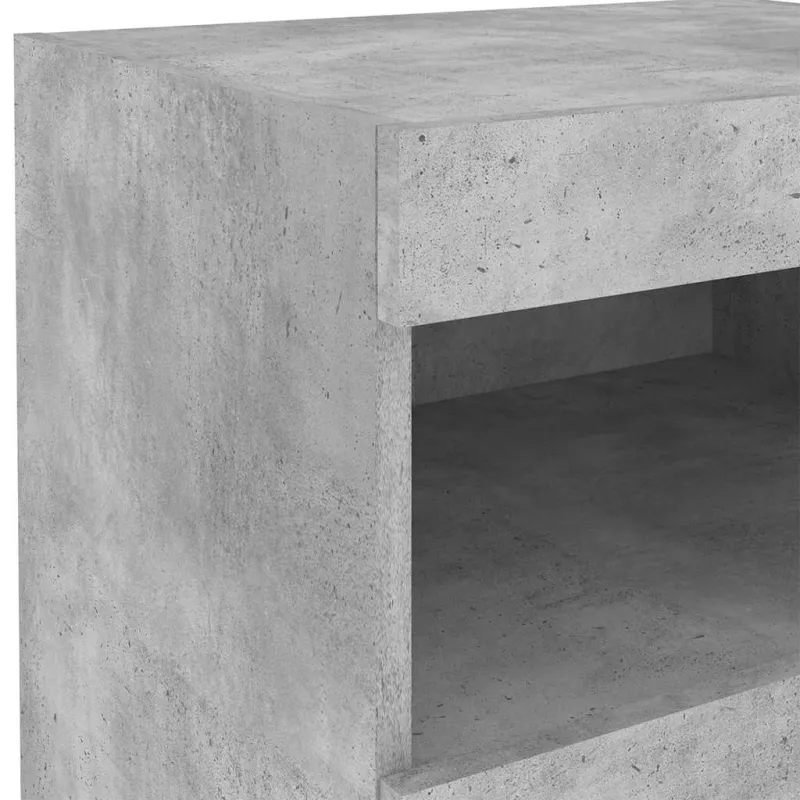 Naktinės spintelės su LED, 2vnt., betono pilkos, 50x40x45cm