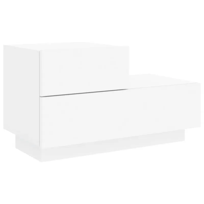 Naktinė spintelė su LED lemputėmis, balta, 70x36x40,5cm