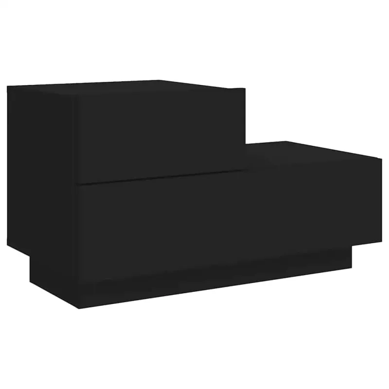 Naktinė spintelė su LED lemputėmis, juoda, 70x36x40,5cm
