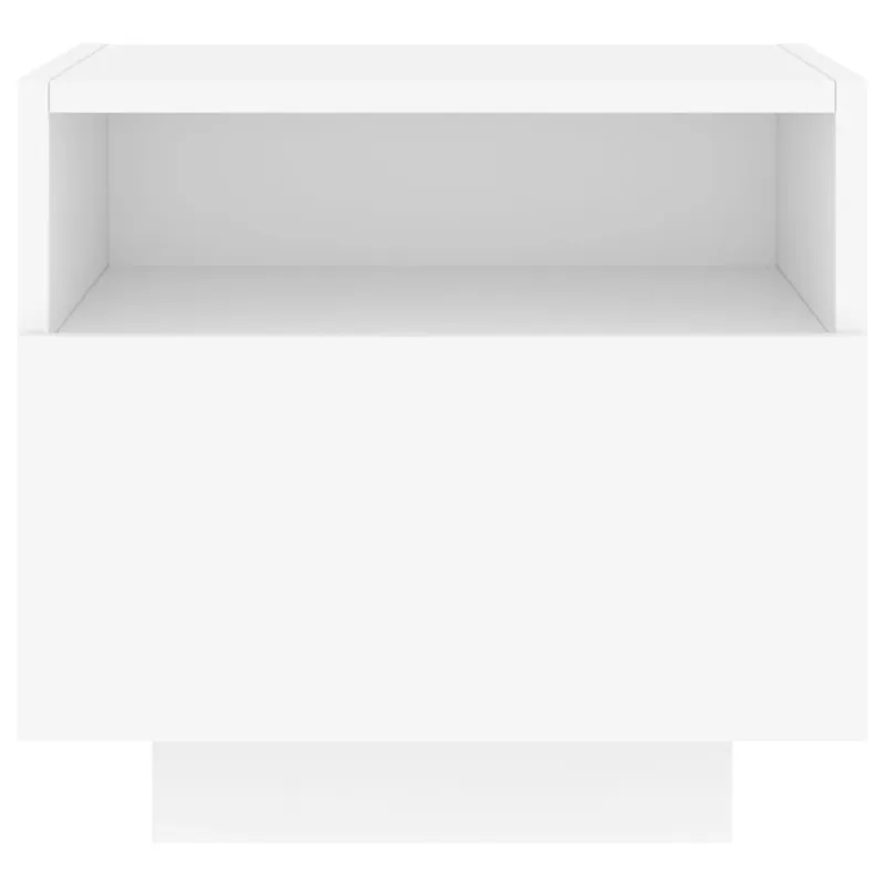 Naktinės spintelės su LED, 2vnt., baltos, 40x39x37cm