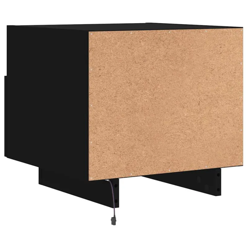 Naktinė spintelė su LED lemputėmis, juoda, 40x39x37cm