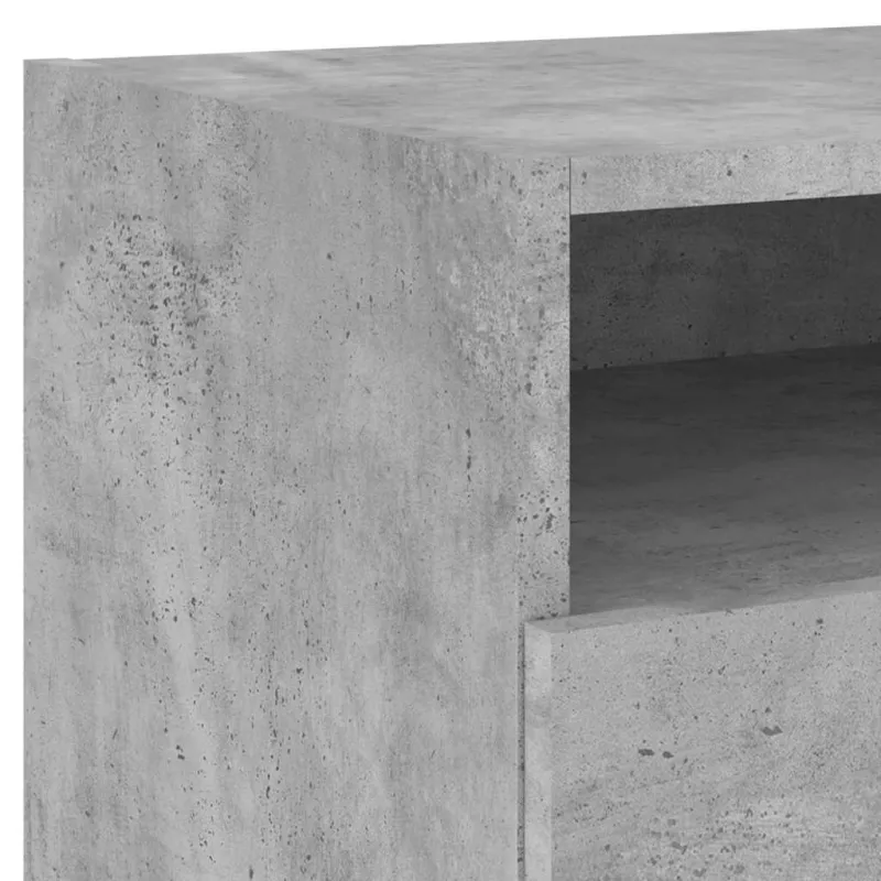 Naktinės spintelės su LED, 2vnt., betono pilkos, 40x39x37cm