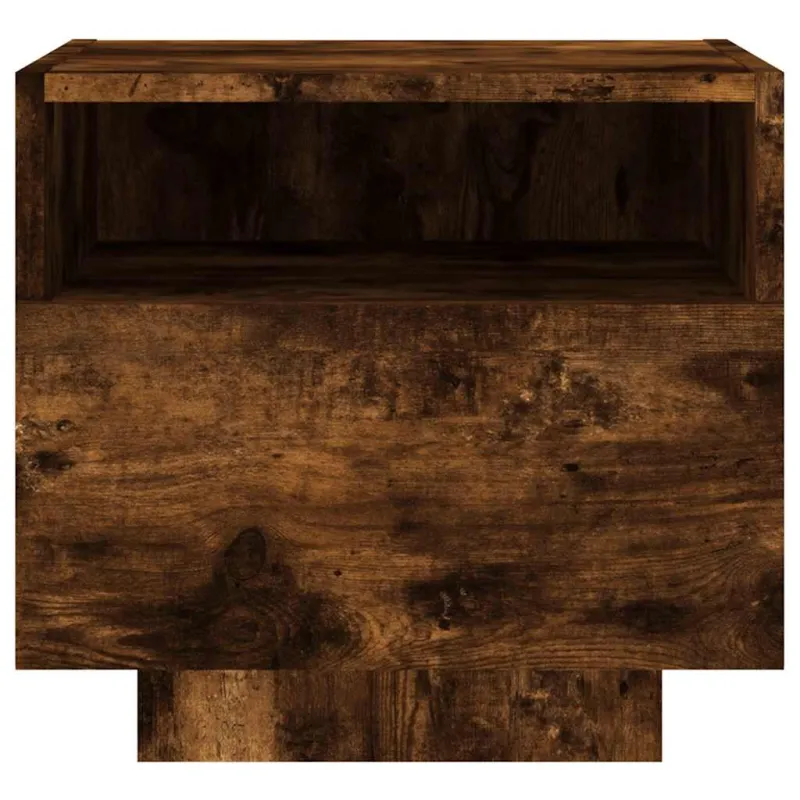 Naktinė spintelė su LED lemputėmis, dūminė, 40x39x37cm