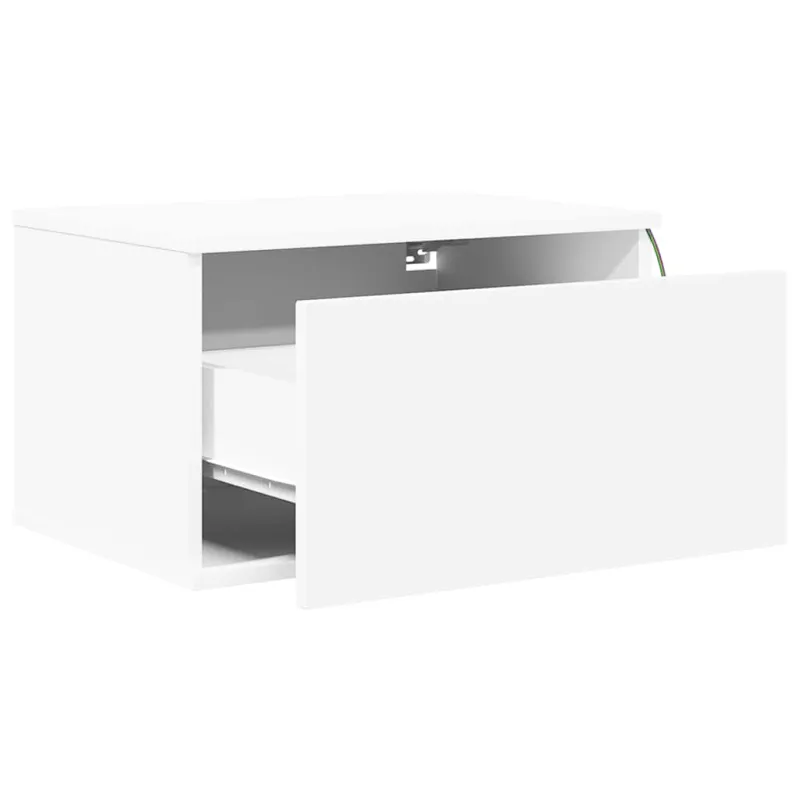 Sieninės naktinės spintelės su LED, 2vnt., baltos
