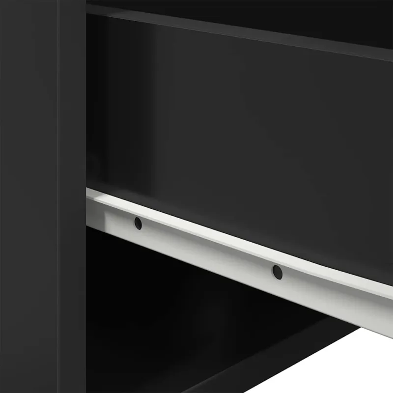 Prie sienos montuojama naktinė spintelė su LED, juoda