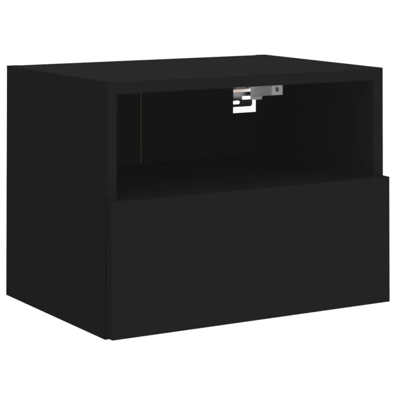 Sieninės TV spintelės, 2vnt., juodos, 40x30x30cm, mediena