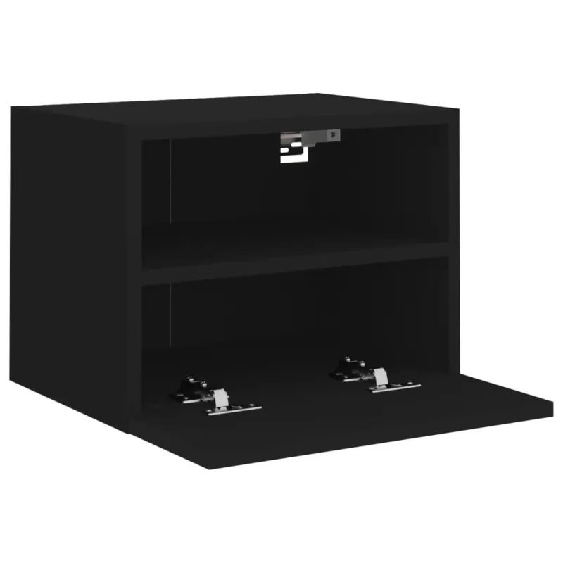 Sieninės TV spintelės, 2vnt., juodos, 40x30x30cm, mediena