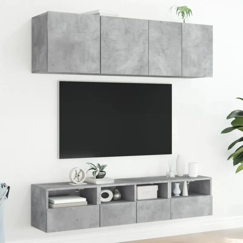 Sieninės TV spintelės, 2vnt., betono, 40x30x30cm, mediena