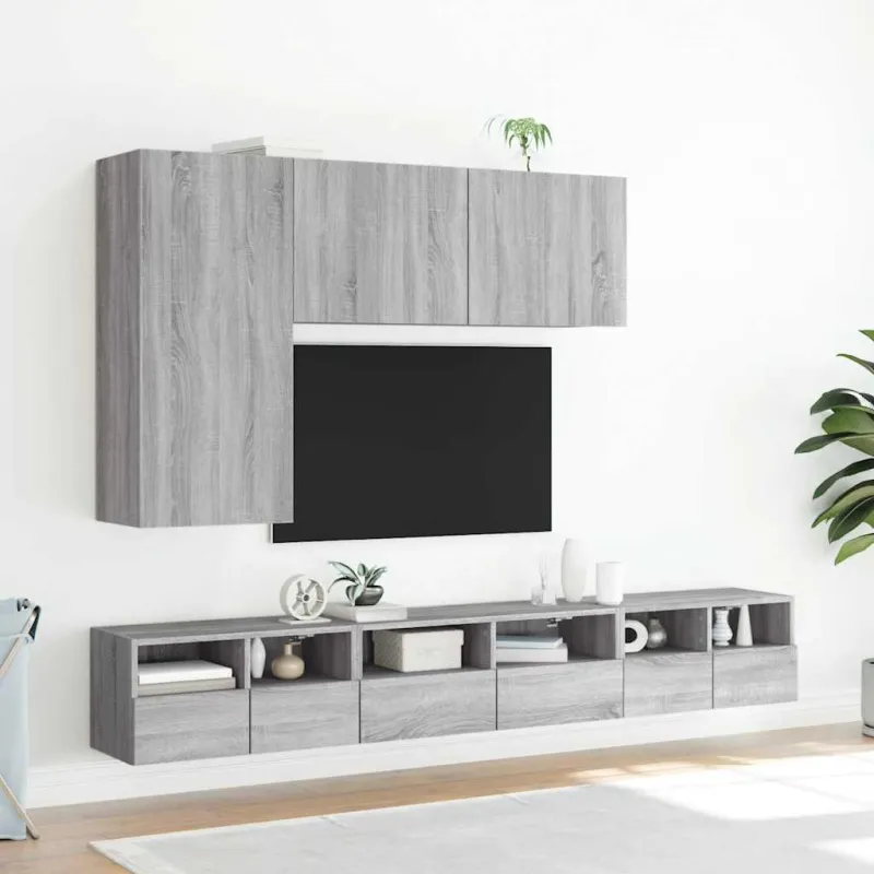 Sieninė TV spintelė, pilka ąžuolo, 60x30x30cm, apdirbta mediena