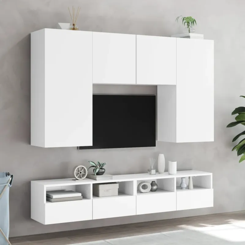 Sieninė TV spintelė, balta, 80x30x30cm, apdirbta mediena