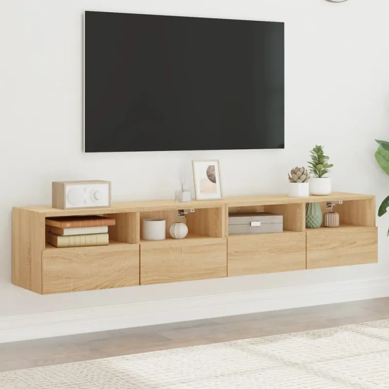 Sieninės TV spintelės, 2vnt., ąžuolo, 80x30x30cm, mediena