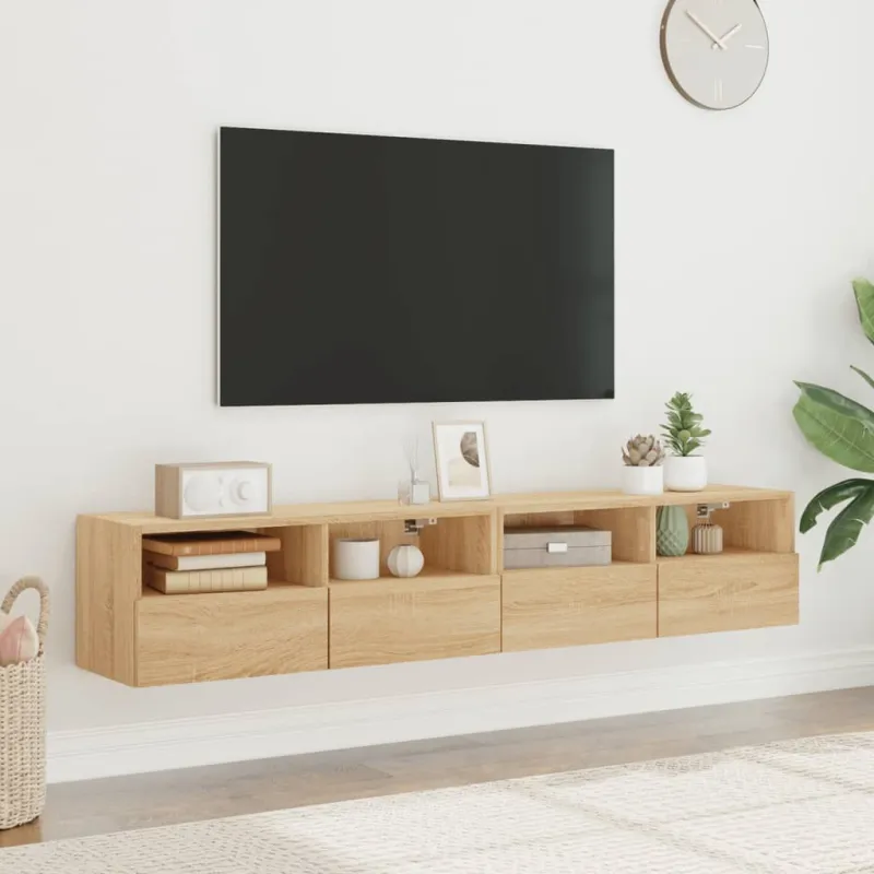 Sieninės TV spintelės, 2vnt., ąžuolo, 80x30x30cm, mediena