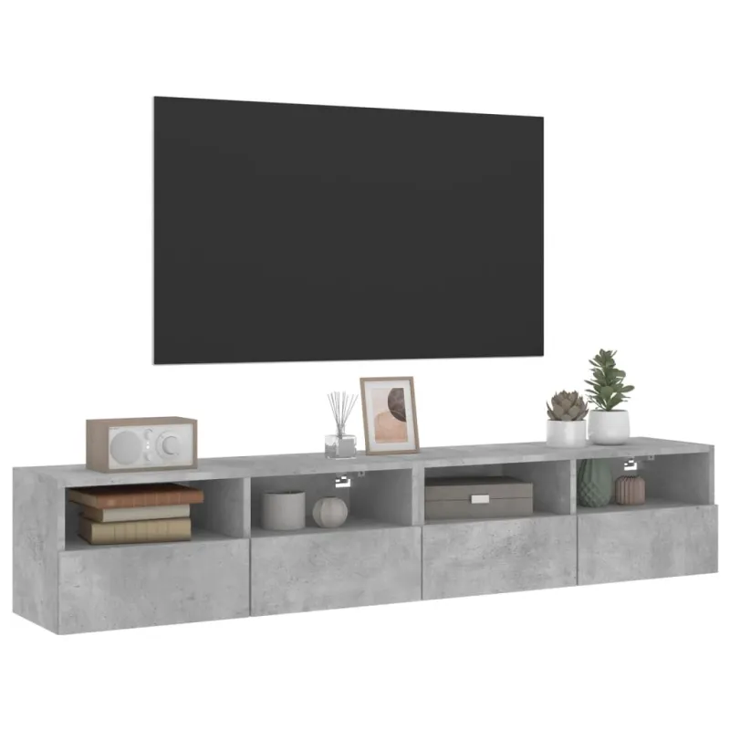 Sieninės TV spintelės, 2vnt., betono, 80x30x30cm, mediena