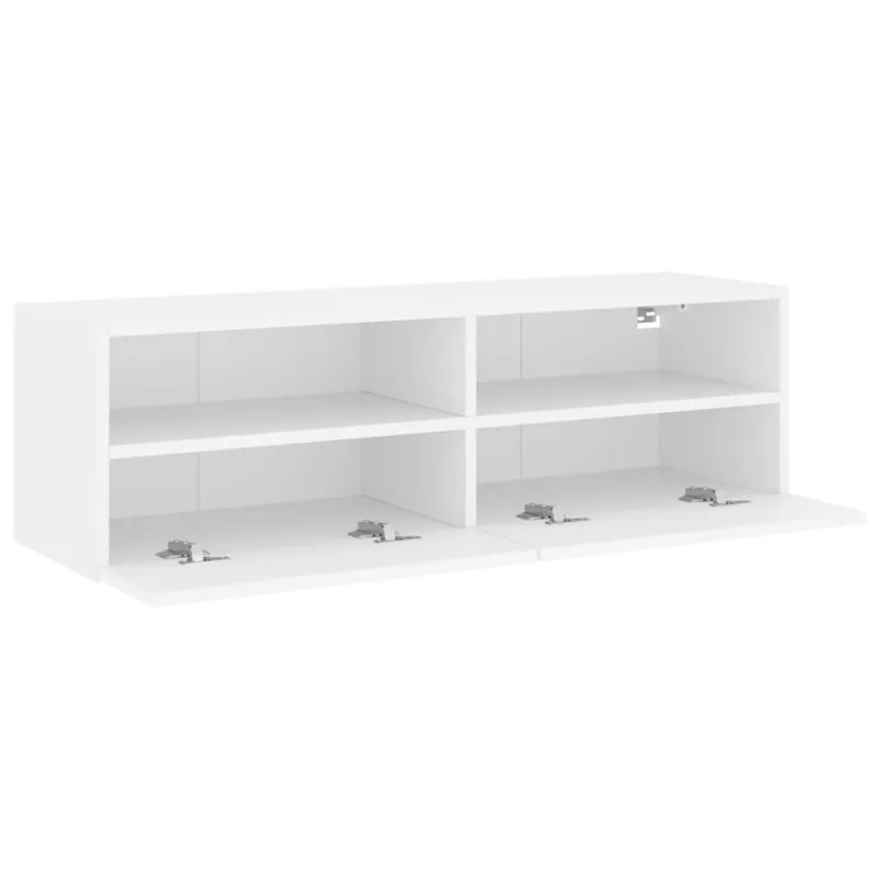 Sieninė TV spintelė, balta, 100x30x30cm, apdirbta mediena