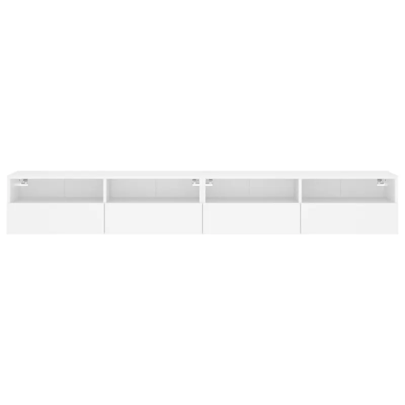 Sieninės TV spintelės, 2vnt., baltos, 100x30x30cm, mediena