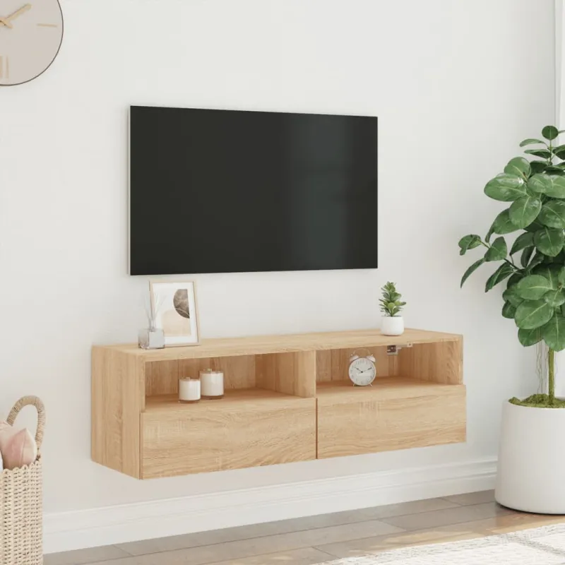 Sieninė TV spintelė, ąžuolo, 100x30x30cm, apdirbta mediena