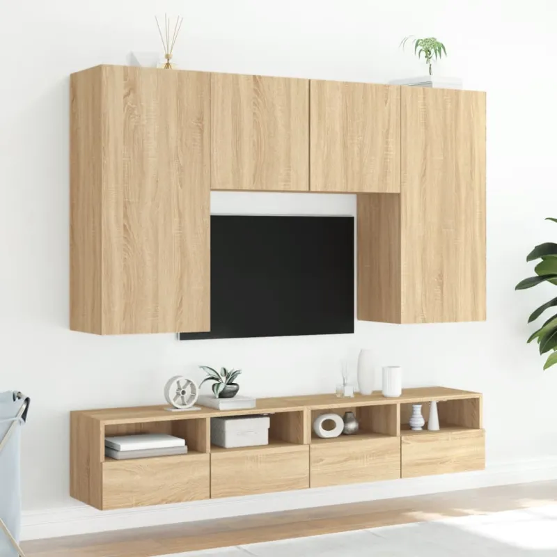 Sieninė TV spintelė, ąžuolo, 100x30x30cm, apdirbta mediena