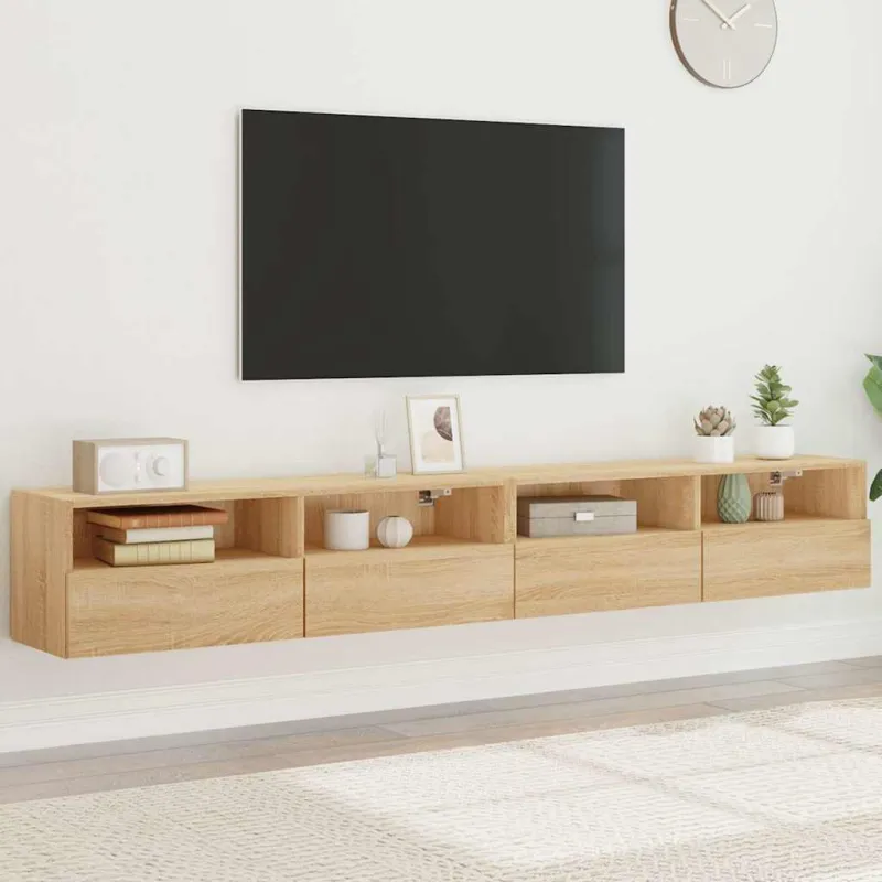 Sieninės TV spintelės, 2vnt., ąžuolo, 100x30x30cm, mediena