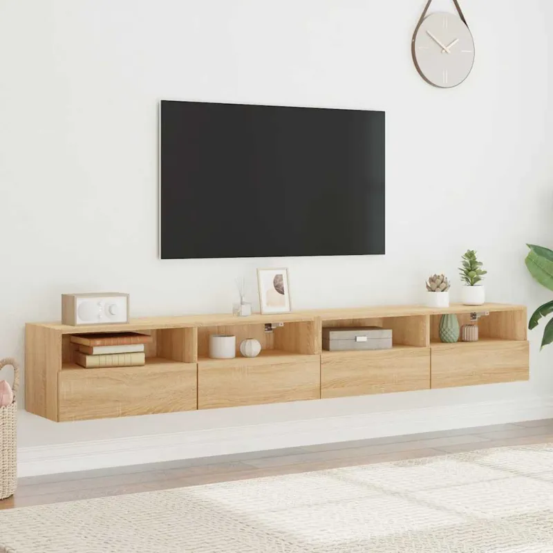 Sieninės TV spintelės, 2vnt., ąžuolo, 100x30x30cm, mediena