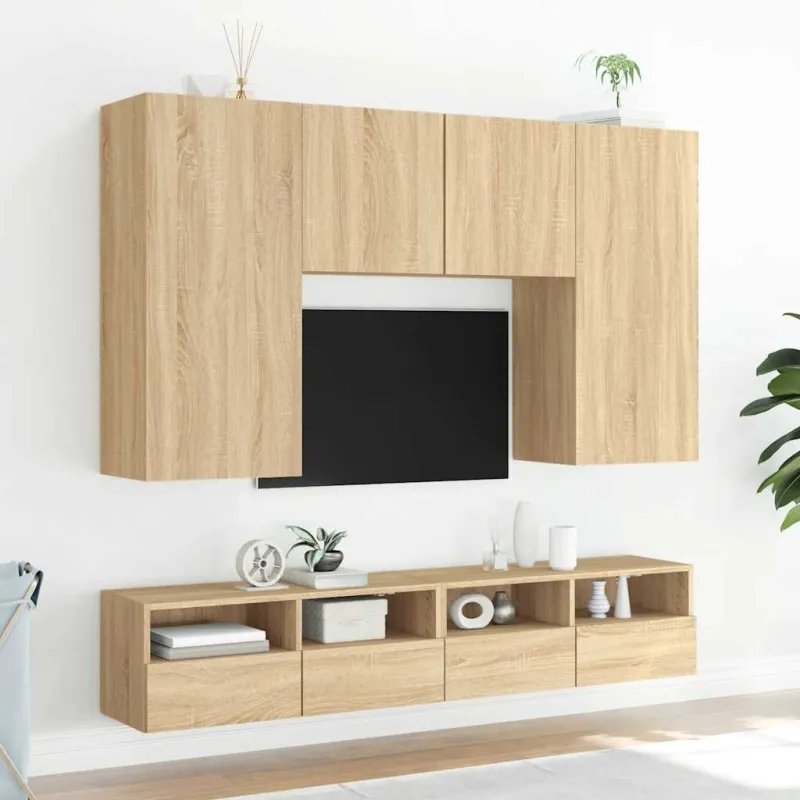 Sieninės TV spintelės, 2vnt., ąžuolo, 100x30x30cm, mediena
