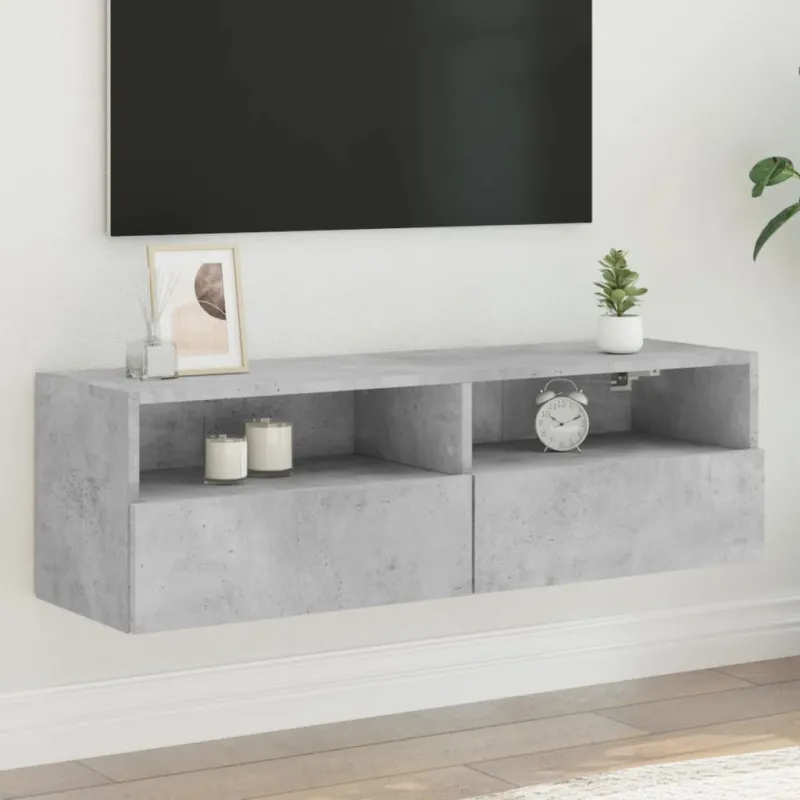 Sieninė TV spintelė, betono pilka, 100x30x30cm, mediena