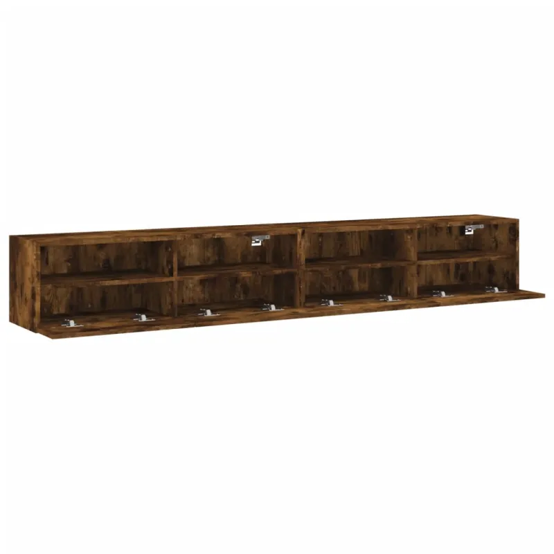 Sieninės TV spintelės, 2vnt., dūminės, 100x30x30cm, mediena