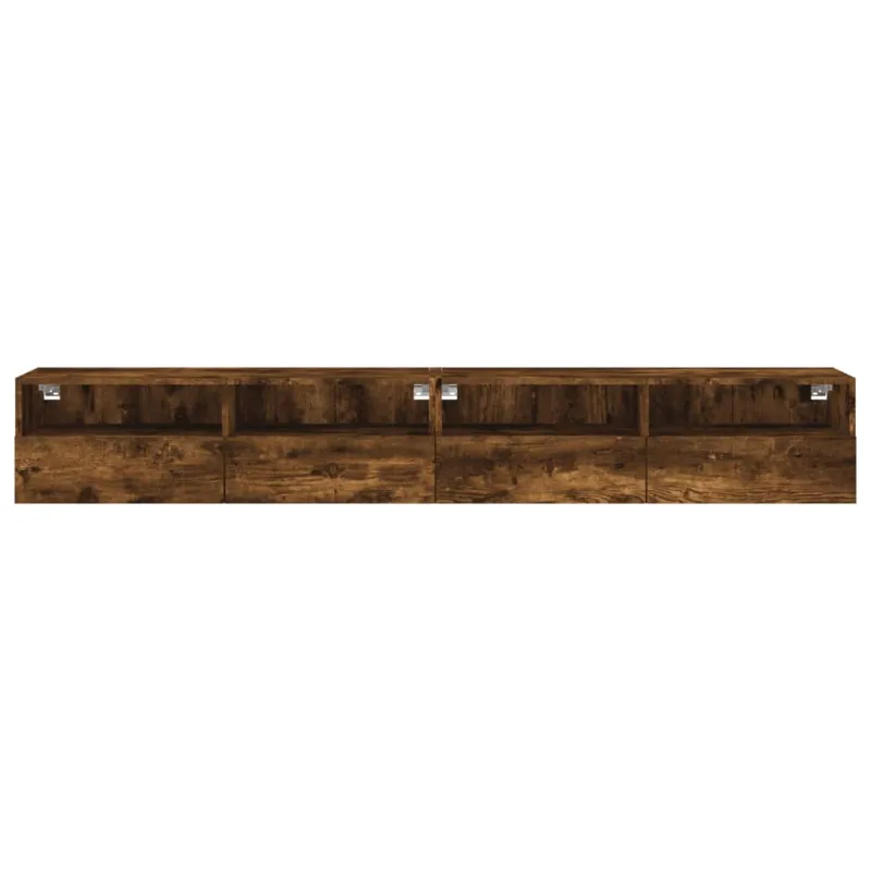 Sieninės TV spintelės, 2vnt., dūminės, 100x30x30cm, mediena