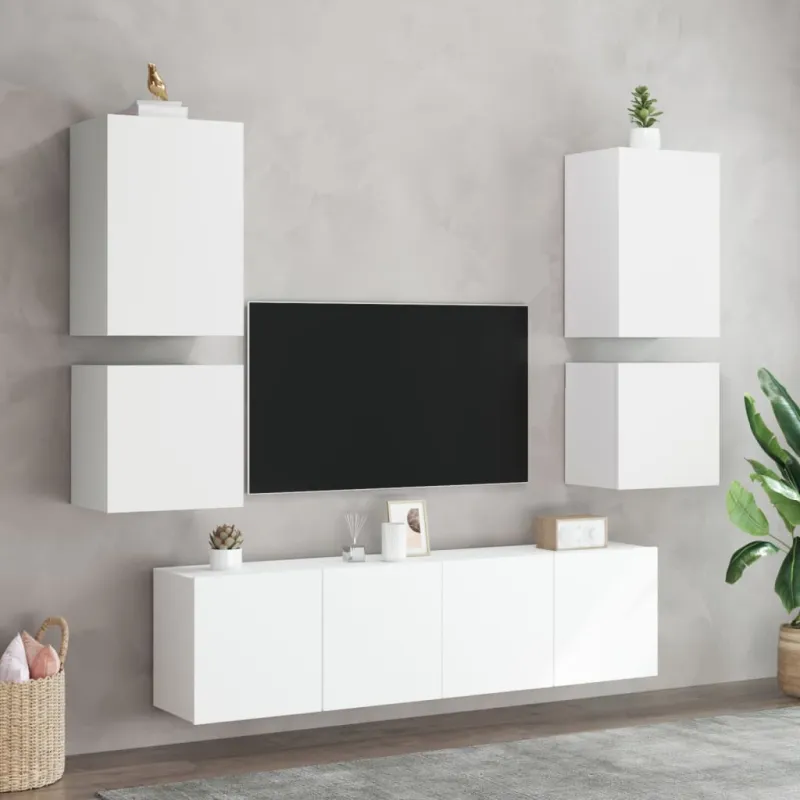 Sieninė TV spintelė, balta, 40,5x30x40cm, apdirbta mediena